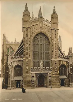 West Front Architecture Drucke: Bath Abbey, West front, c1925
