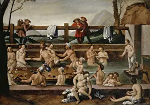 Art Museum Basel Collection Drucke: The Bath at Leuk (?), 1597. Creator: Bock, Hans, the Elder (ca. 1550-1623)