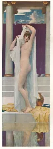 Drucke von Die Bad von Psyché um 1890 Gemälde befindet sich im Tate Britain in London aus dem Jahrbook of the Royal Photographic Society (Penroses Pictorial Annual) Frederic Leighton Drucke: Die Bad der Psyche, um 1890