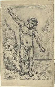 Bad mit ausgestreckten Armen (Vorside), Studie eines Baumes (Rückseite), 1874/77. Ersteller: Paul Cézanne
