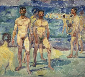 Drucke von Bademänner im Bestand des Ateneums zu Helsingfors Edvard Munch Drucke: Baden Männer / Künstler: Munch, Edvard (1863-1944)