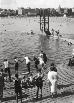 French Coast Scenery Drucke: Bathing pool, Dinard, Brittany, France, 20th century