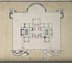 Ancient Roman Baths Drucke: Baths of Titus, Rome: floor plan. Creator: Unknown