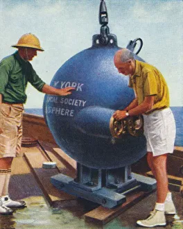 Vintage Ship Illustrations Drucke: The Bathysphere, 1938