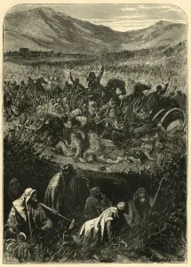 Early Greek History Illustrations Drucke: The Battle of Michmash, 1890. Creator: Unknown