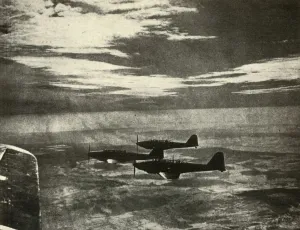 Royal Air Force Transport Planes Drucke: Battles Returning from a Raid, 1939-1940, (1941). Creator: Unknown