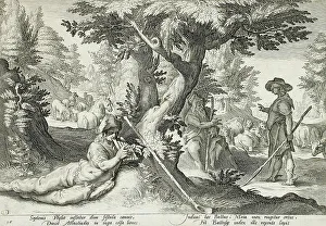Hendrik Goltzius Engraving Drucke: Battus Changed into a Stone, published 1590. Creator: Hendrik Goltzius