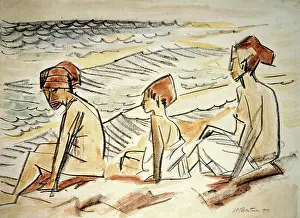 Russian State Museum Collection Drucke: On the Beach, 1919. Creator: Max Pechstein.
On the Beach, 1919. Creator: Max Pechstein