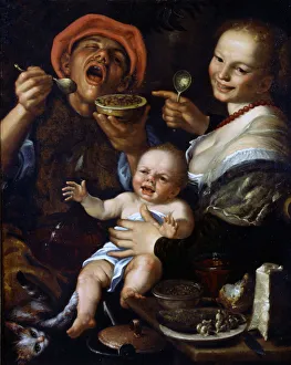 Mannerism Oil On Canvas Drucke: The Bean Eater