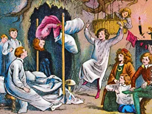 Coloured Lantern Slides Drucke: Bed time, c1905