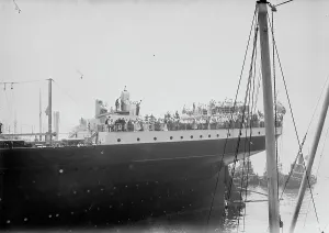 B Belgische Reservisten auf der ADRATIK, zwischen 1914 und 1915. Ersteller: Bain News Service