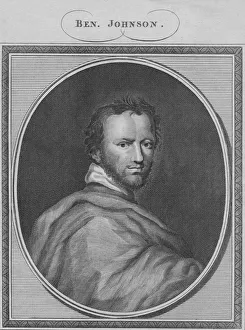 Monochrome Portrait Of A Man Drucke: Ben Johnson, 1785. Creator: Unknown