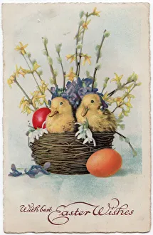 Easter Greeting Card Drucke: With best Easter Wishes, 1932. Creator: Unknown