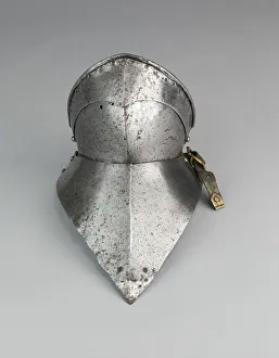 European Metalwork Drucke: Bevor ('Falling Buff') and Gorget Plate, Europe, c. 1490. Creator: Unknown