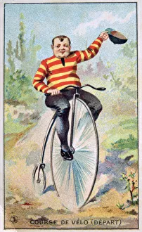 Penny Farthing Cycling Drucke: Bicycle race, c1900