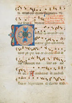 Blatt mit Anfangskleinbuchstabe und aus einem Antiphonar stammend; italienischer Ursprung um 1320 vom Künstler unbekannt