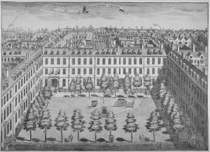 Black And White Britain Images Drucke: Bird s-eye view of Devonshire Square, City of London, 1740
