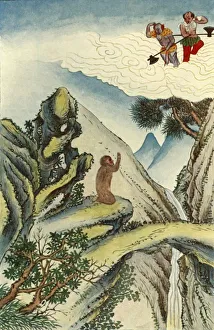 Chinese Mythology Drucke: The Birth of the Monkey, 1922. Creator: Unknown