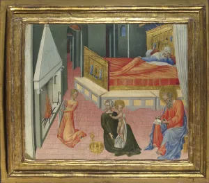 Tempera On Panel Fine Art Drucke: The Birth of Saint John the Baptist (Predella Panel)