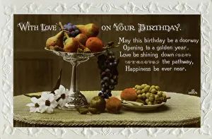 Colourful Still Life Photography Drucke: Birthday card, c1931