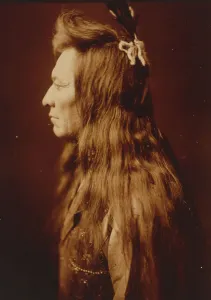 Sepia Toned Photography Drucke: Black Eagle-profile, c1905. Creator: Edward Sheriff Curtis