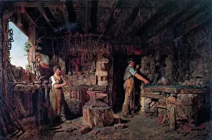 Künstler Drucke: Der Schmiedeofen, 1875-1886. Künstler: Alfred Provis