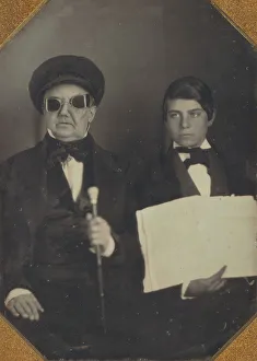Heritage Art In America Drucke: Blind Man and His Reader, ca. 1850. Creator: Unknown