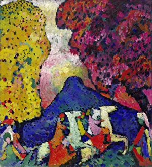 Wassily Kandinsky Painting Drucke: Blue Mountain, 1908-1909