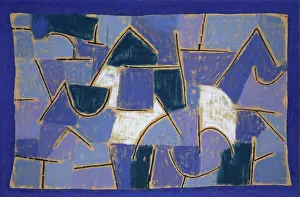 Drucke von In der Tiefe eines dunklen Himmels funkeln Sterne wie Diamanten, während die Erde in einem Meer aus Blau versinkt. Ein Traum, der sich in Farben verwandelt hat Paul Klee Drucke: Blaues Nachtstück, 1937