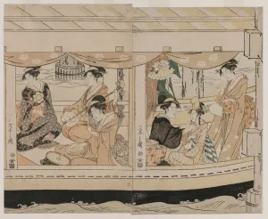 Segeln auf der Sumida-River im Jahr 1790er. Ersteller: Chabunsaï Eiši (Japanisch, *1756 - **1829**)