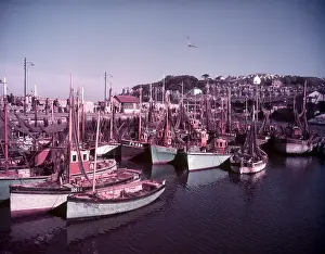 Colourful Boats In Harbour Drucke: Boats in Brixham Harbour, Devon, c1955. Creator: Arthur Charles Kirby Ware
