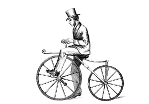 Cycling In The 19th Century Drucke: Boneshaker bicycle, c1870