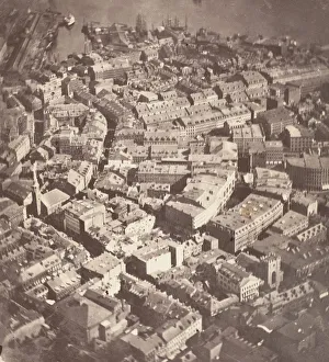 Drucke von Boston, wie der Adler und die wilde Gans es sieht, 1860 Massachusetts Drucke: Boston als Adler und wilde Gans sieht es, 1860. Schöpfer: James Wallace Black
