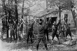 Jungaufklärungsleute, Mimikübungen, zwischen 1915 und 1920. Ersteller: Bain News Service