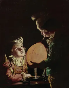 Joseph Wright Of Derby Paintings Drucke: Two Boys with a Bladder, 1767. Creator: Joseph Wright of Derby