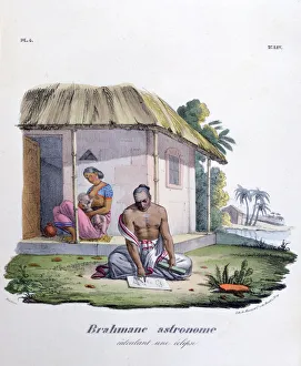 Bilder Datiert 19. Februar 2007: Indischer Brahman-Astronome berechnet das Eclipsenjahr 1828. Künstler: Marlet & Cie