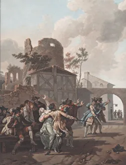 Die Schlacht (La Rixe), um etwa 1792 von Charles-Melchior Descourtis geschaffen