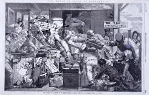 Isambard Kingdom Brunel Engineer Drucke: Break of Gauge at Gloucester, Gloucestershire, 6th June 1846. Artist: WJ Linton
