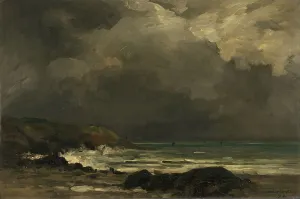 Impressionist Beach Scenes Drucke: The Breakers, 1874. Creator: Emile Breton