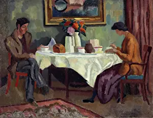 Bloomsbury Group Art Drucke: The Breakfast Table, c1918. Creator: Roger Fry