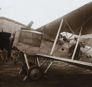 World War One Aircraft Drucke: Breguet biplane about to take off, c1914-c1918