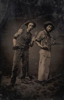 Zwei Ziegellegger verbinden Steine und Schaufeln, 1870er/80er Jahre. Ersteller unbekannt