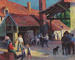 Gerahmter Druck : Der Backsteinwerk, 1908. Ersteller: Luce, Maximilien (1858-1941). Gerahmter Druck : Der Backsteinwerk, 1908. Ersteller: Luce, Maximilien (1858-1941).