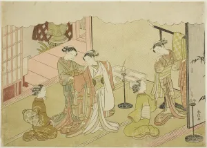 Die Braut wechselt das Kleid (Iro-naoshi), die fünfte Folge der Serie Ehe in Bro... um 1769. Künstler: Suzuki Harunobu