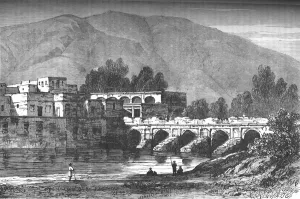 Anglo Afghan War Drucke: The Bridge, Cabul, c1880