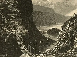 Victorian Era Engravings Drucke: The Bridge, Carrick-A-Rede, 1898. Creator: Unknown