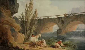 Hubert Robert Artwork Drucke: Bridge over a Cascade. Creator: Hubert Robert