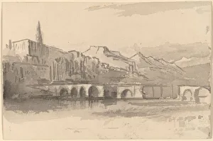 Brücke mit Bergen im Hintergrund (Ventimiglia), 1884/85. Künstler: Edward Lear