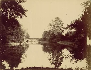 British Landscape Images Drucke: Bridge Over a Pond, 1850s. Creator: Unknown