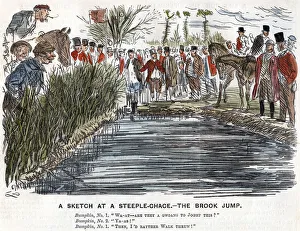 Horse Racing In Britain Drucke: The Brook Jump, 1863